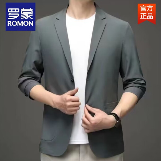 ROMON summer ice silk suit men's casual sun protection suit thin spring and autumn single jacket top 718# black M