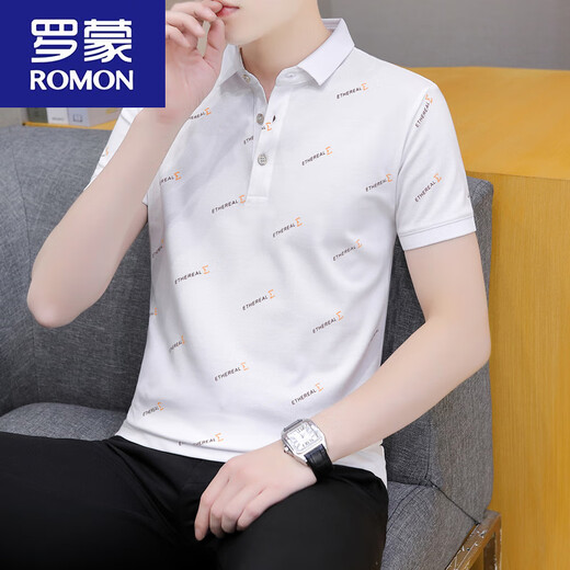 罗蒙（ROMON）夏季男士短袖翻领polo.衫高端潮流有领子半袖青年T恤休闲百搭 浅蓝色 QY679 L 120-135斤