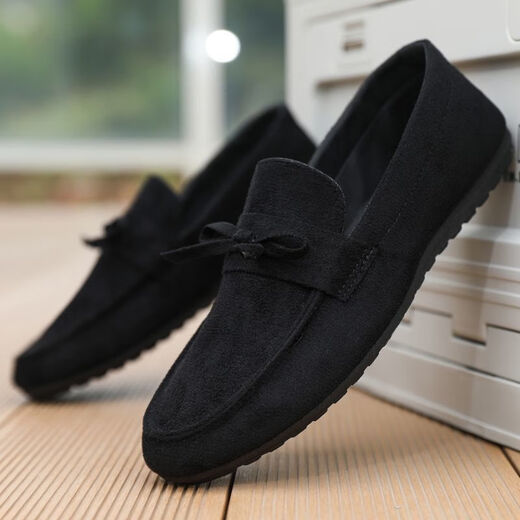 Yiliangying Doudou Shoes Men's Spring 2024 Nuevo mate de cuero de terciopelo inverso y pedaleo Pequeños zapatos de cuero me encantan los zapatos de conducción D753 Azul, disparo pequeño, gran tamaño 39
