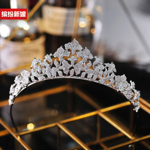 卫辞轻奢高级感微镶锆石新娘皇冠结婚礼服婚纱发饰头饰欧美生日饰品女 银色 皇冠