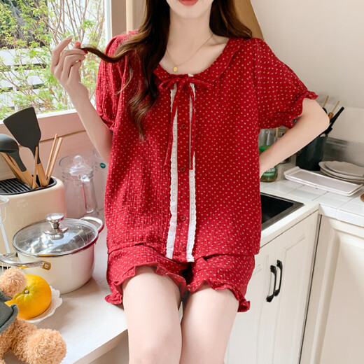 Hanrui summer cloud cotton pajamas women's sweet princess style home clothing set JDX-9903C# 170 M