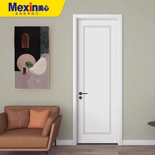 
Meixin wooden door bedroom door solid wood filling environmentally friendly paint simple interior flat door set door custom door 9274 door leaf + double bag door cover: fill in bridge hole