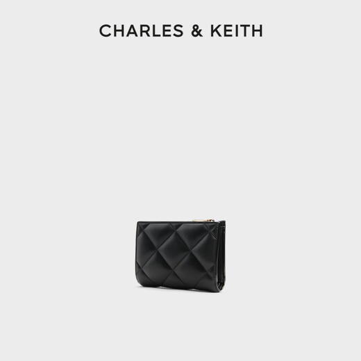 CHARLES/KEITH card bag CK6-50770524-2 summer classic rhombus long card coin wallet Black