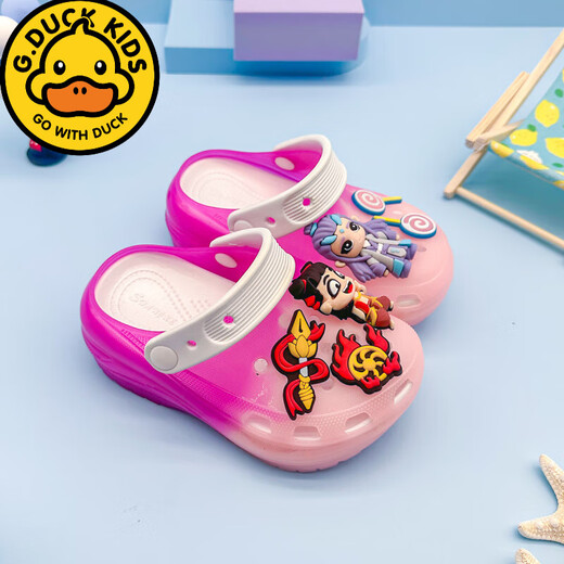 Gduck Kids para niños zapatos de agujero para niños Summer Nuevo caricatura sin deslizamiento grueso Nezha Ao Bing Bag Luminous Slippers Slippers de playa suave Azul 24 -25
