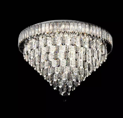 2024 nuevo estilo LED iluminación de cristal restaurante lámpara de araña lámpara de dormitorio decoración del hogar lámpara de techo al por mayor 9902 diámetro 80 CM control remoto de atenuación continua