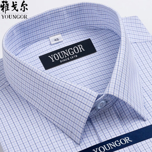 CHIRME DE CORTES CORTES CORTONS MENS YAGER Été Coton Pure Coton sans fer du milieu Casual Business Professional Clothing Plaid Shirt DX6628 41