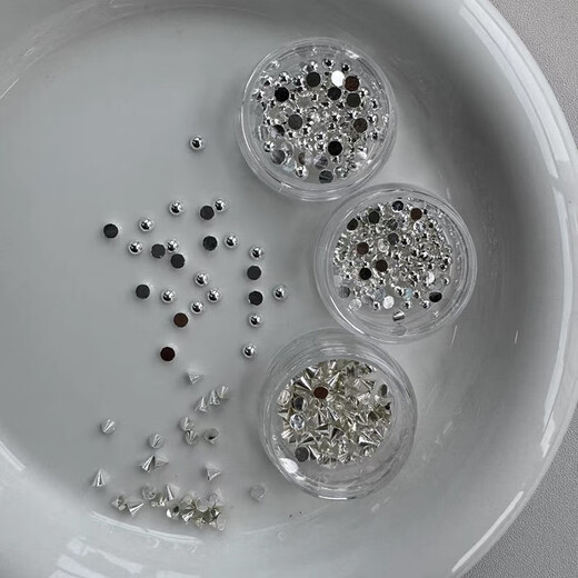 Kunsui non-punching fake eyebrow nails, lip nails, pointed cone balls, handsome dimple nails, devil nose nails, no hole stickers, no hole nails, 5mm spherical + conical nails, 5 each (100 pieces of adhesive stickers)