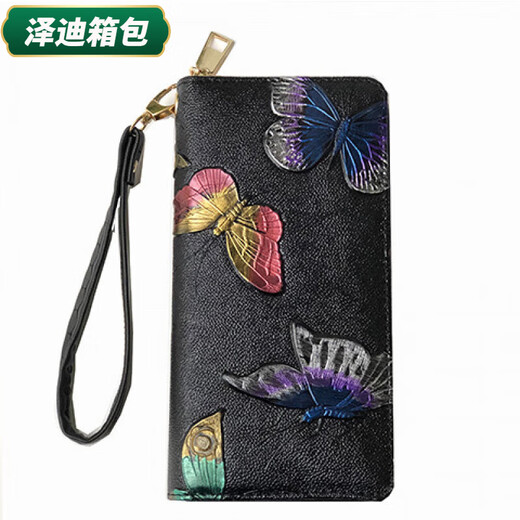 Yunluo Wallet Women's European und American Long Reißverschluss Retro -geprägter Kupplungsbeutel große Kapazität Frauen Handtasche Handy -Handy -Tasche Bunte Blumen