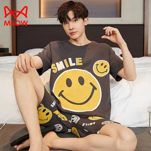 Catman (Miiow) Pajamas Men Summer 2025 Nouveau coton Pure Shorts Cartoon Teenager Boy Loose Loose Taille Vêtements à domicile 6623 Snoopy Dog [Envoyer un ensemble] 3xl [180-200jin [Jin est égal à 0,5 kg]]]