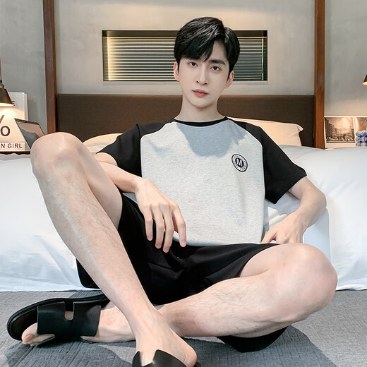 浪莎（langsha）男士睡衣男夏季短袖纯棉男款夏天薄2025新款男生大码家居服 HDE-9928 L 男