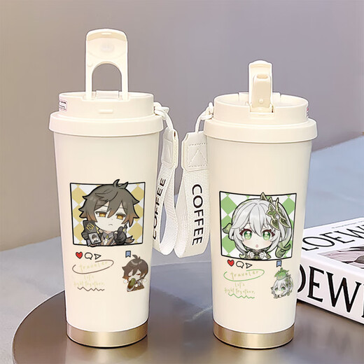 原神纳西妲吸管杯简约水杯ins高颜值学生便携316保温杯 BXAB15937万叶 食品级内胆-520ML配挂绳