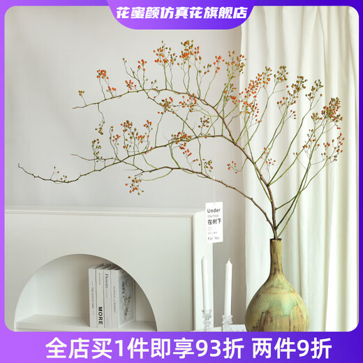 Wen Shi Ou Shan Return natural plant dried flower bouquet living room decoration wabi-sabi wind flower arrangement dry branches decorative ornaments dry branches red mountain return short branch 5 dried flowers 45-60cm