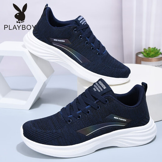 花花公子（PLAYBOY PHYSICAL）男鞋网鞋运动鞋轻便透气跑步鞋爸爸鞋子休闲鞋子男夏季鞋子男士鞋 LZ1699男款浅蓝 40