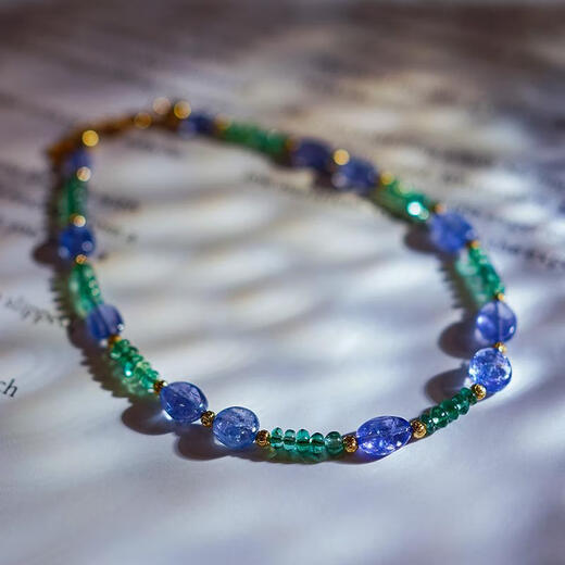 Feiyu Miwu tanzanite bracelet 18k gold beads natural emerald gemstone bracelet niche exquisite plus v lock new product preview sj_celia