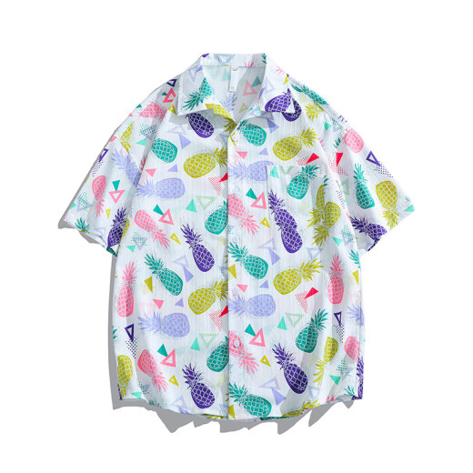 Xunterson Thai Casual Cuban Collar Eisensens-Sense-Hemd-Hemd-Hemd Herren Sommer Neues lose trendige Blumenurlaubshemd 7029 Malediven Blau M Empfohlen 120 Jin [Jin gleich 0,5 kg]