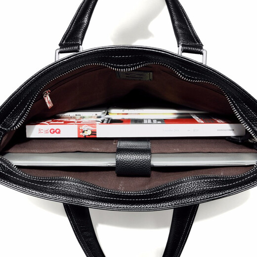 Septwolves Briefcase Men's Business Men's Bag First Layer Cowhide Handbag Crossbody Bag Shoulder Backpack Laptop Bag Black