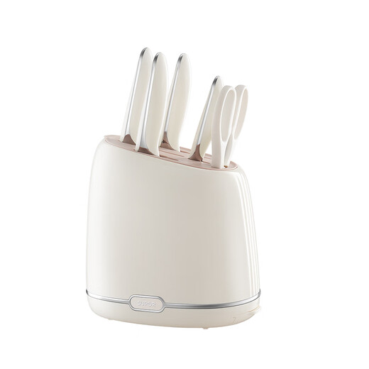 Supor Fengrun knife set six-piece set chopping knife multi-purpose knife small kitchen knife fruit knife scissors plastic knife base knife set simple white