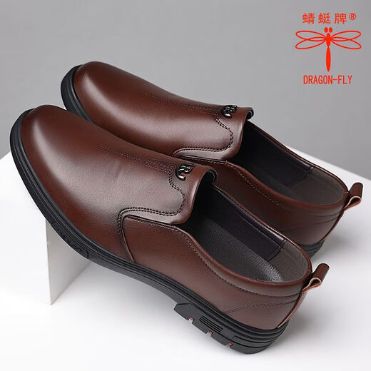 Livraison rouge (Red Dragonfly) Automne mouches Chaussures en cuir pour hommes Automne Business Casual Men's Chaussures Gétille en cuir Cow Feet Soft Sole Round Round Shoes's Protection Summer Black 6626 Dragonfly Brand 36