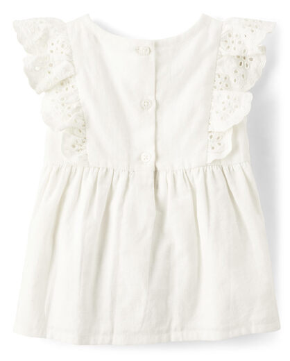 GYMBOReeGymboree Girls and Toddlers Short Sleeve Linen Top, Pure White Pure White 8