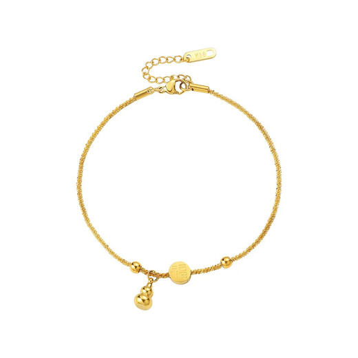 LZJV plated 18k gold Fu brand gourd anklet for women 2025 new fashion niche high-end light luxury gold Fu brand gourd anklet 21+5cm