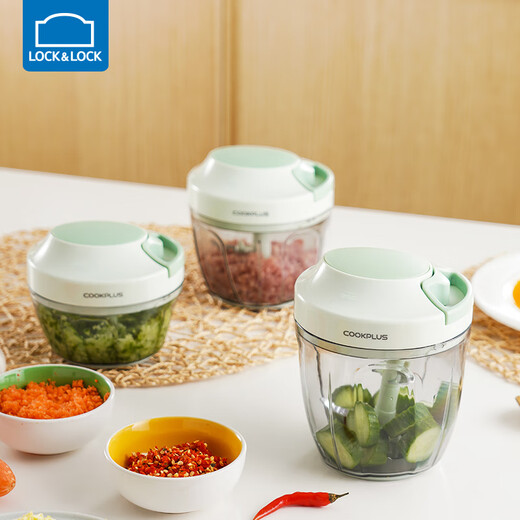 LOCK&LOCK New Manual Household Food Supplement Small Garlic Chili Ginger Dumpling Filling Transparent Cooking Bowl 3 Blades 650ml CKS316