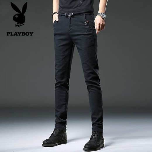 花花公子;PLAYBOY高端牛仔裤男士夏季2025新款潮流时尚休闲弹力修身小脚休闲裤 【品质好货】HO653灰色 30 码（腰围2尺3）