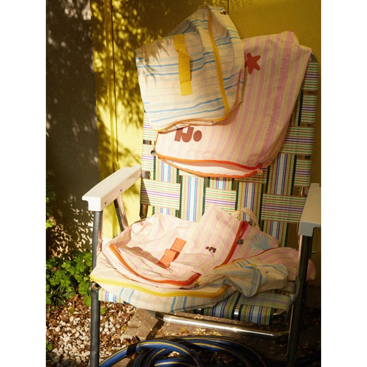 Tagi.<Tapi Star> Printed Cute Striped Luggage Travel Storage Bag Portable Storage Bag-Berry Stripe M