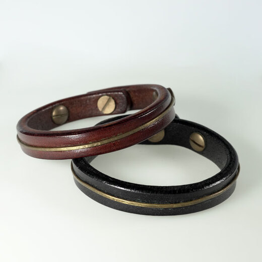 Guran Feiyu Home Original Design Personalized Leather Bracelet Bracelet Women Retro Trendy Versatile Couple Bracelet Bracelet Men Black/Female Size 16