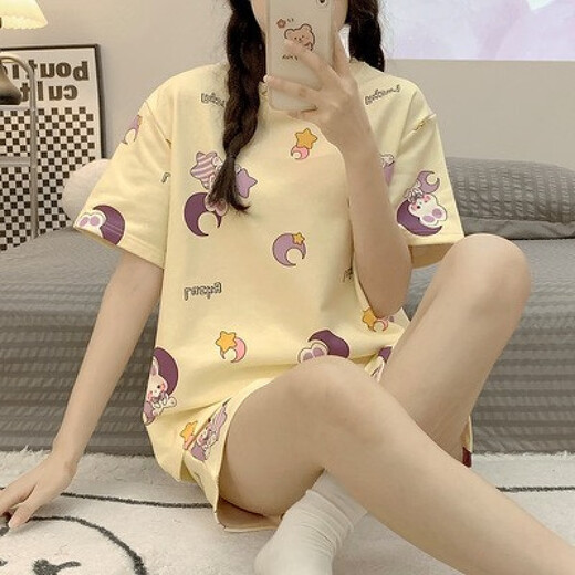 炫逐睡衣女士夏季新款短袖短裤休闲韩版网红风夏天家居服套装可外穿 1049#萝卜兔 M