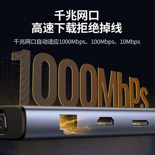 绿联 Type-C拓展坞雷电3/4扩展坞USB-C转HDMI分线器转接头 适用MacBook电脑 9合1 【四屏异显 4K60hz】15602