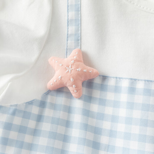 DAVE&BELLA summer new pure cotton girls dress baby girl fake two-piece dress children's princess dress cake dress plaid ready stock 90 cm (recommended height 80-90cm)