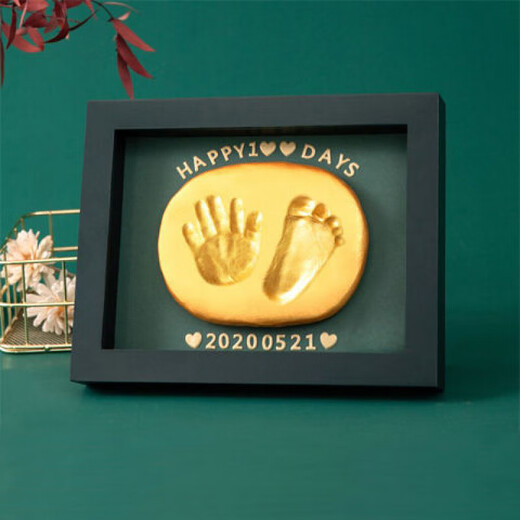 Shantou Lincun full-month baby hand and foot prints in clay lanugo commemorative 100-day hand prints and footprints commemorative photo frame baby newborn hand and footprints classic 8-inch walnut horizontal style - free lanugo umbilical cord bottle