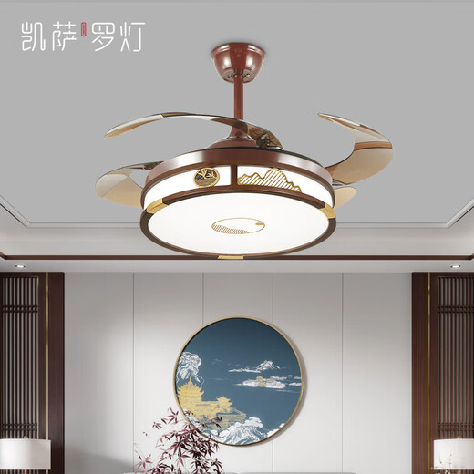 凯萨罗灯新中式实木客厅吸顶灯高端大气卧室书房灯中国风禅意大厅灯具9896 金丝檀木-46CM-圆形-三色