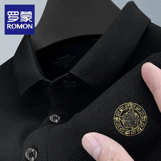罗蒙（ROMON）翻领短袖男士POLO衫2025夏季新款商务休闲品质短袖T恤 白色EH6187 M (建议体重90-120斤)