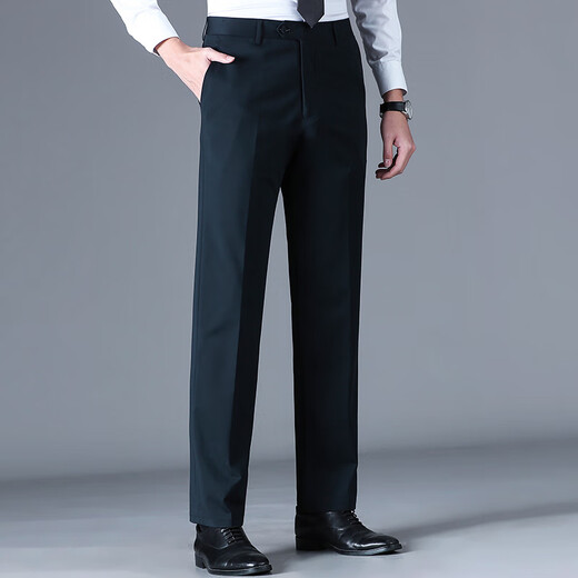 Pier Cardan trousers men's spring and summer thin middle-aged men's high elastic non-iron comfortable straight pants casual breathable suit pants F9906 blue 35 (2.8 feet waist)