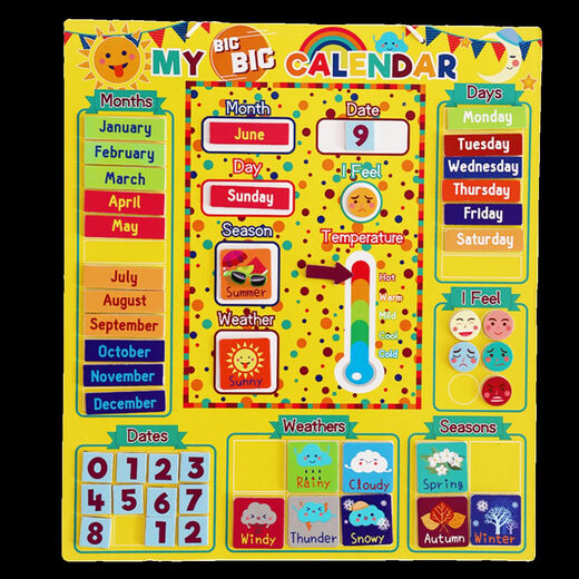 Board de cognition météorologique pour enfants mon petit calendrier peint magnétique magnétique d'apprentissage papier peint de semaine de semaine