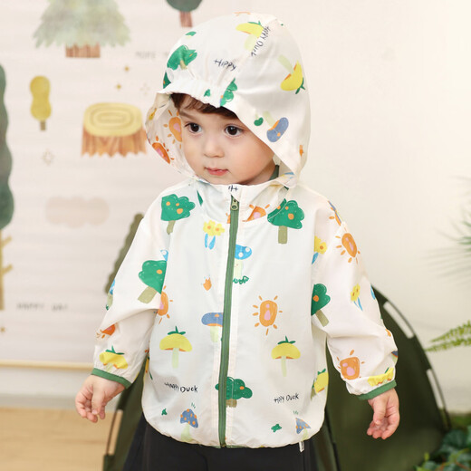 LUSON Little O daddy baby boy sun protection clothing baby boy summer long-sleeved full print 2025 new hooded baby UV protection