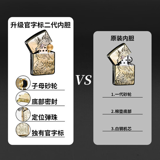 ZORRO佐罗煤油打火机902S黄铜加厚手工镶嵌仰望星空猫送男朋友礼物高档 902S黄铜镶嵌仰望星空官字标