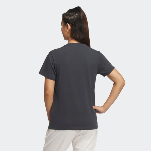 阿迪达斯 （adidas）短袖T恤女装夏季新款印花Logo运动服卡通熊猫图案休闲圆领衫 IP3937深灰 S
