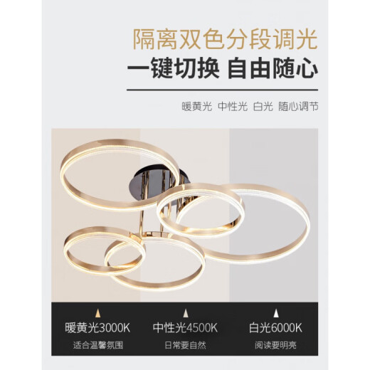 LISHI ILUMINACIÓN (NVC) LISIÓN LESHI Tienda física Jishuo Sala de estar Círculo Comedor Comedor luces de techo Offline 12188 cuatro anillos 82 vatios Diámetro 99 cm Tres colores