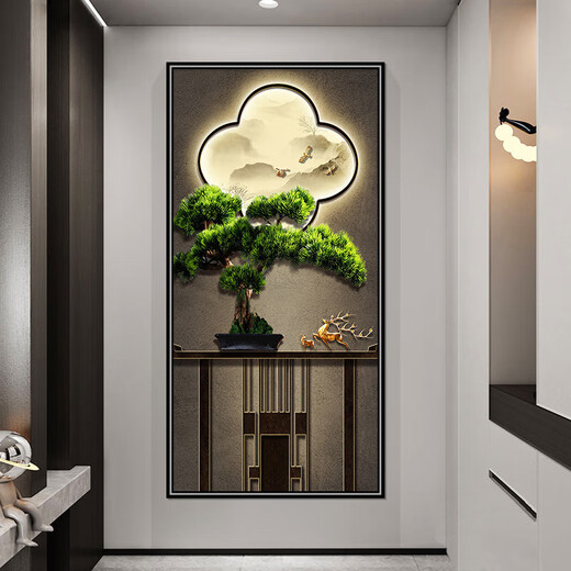 New Chinese style entrance decorative painting 3D three-dimensional stickers self-adhesive wallpaper living room background wall entrance corridor aisle wall stickers nine fish straight up width 60cm-height 120cm