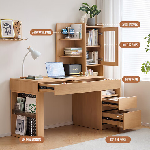 Quanyou Home Furnishing Log style computer desk desk bookcase bookshelf integrated bedroom study office study makeup table