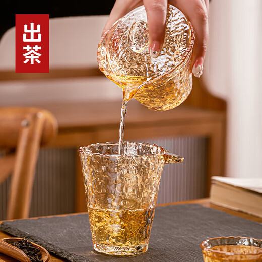 Ice dew covered bowl thickened glass small tea cup transparent small Kung Fu tea heat-resistant master cup tea set Transparent color four-piece set - covered bowl + fair cup + 2 tea cups