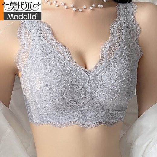 Modal summer lace sexy traceless beautiful back lingerie women's small breasts gathered to make them look bigger and thickened and vest-style bra black + milky white M (85-100Jin [Jin equals 0.5 kg]) 5.0cm thick pad