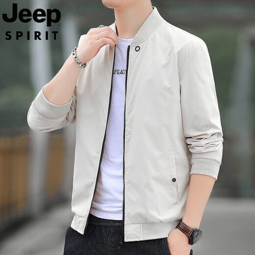 Jeep Spirit Jeep 2025 Spring and Autumn Chaqueta masculina Collar de béisbol Falla de gabardina informal delgada con chaqueta de hombres guapo 686 [verde] L [sugerido 95-105Jin [Jin equivale a aproximadamente 0.5 kg]]]