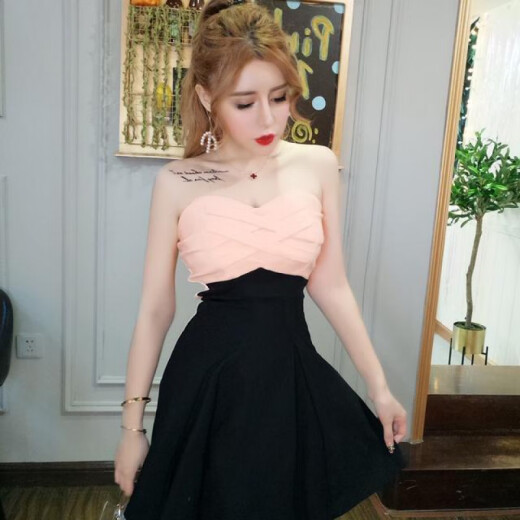 蝶霓斯夜店2025新款女装气质露背蓬蓬裙主播服收腰显瘦百搭抹胸连衣裙潮 DXH719-8437#粉红色 均码