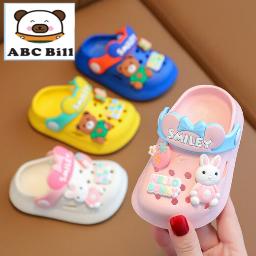 ABC Bill Slippers Home Summer Sandals para niños Pequeños y medios para niños Interior Soft Sole Sobre Bob Too Hole Shoes Pink 10.5 120 Longitud interior aproximadamente 11.5 cm adecuada para 16-17