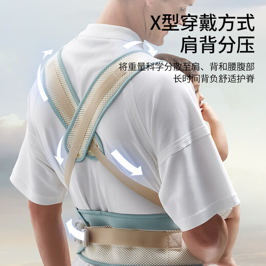布兜妈妈布兜妈妈婴儿腰凳夏季透气宝宝坐凳护腰前抱式四季背带抱娃神器小 松坡绿-四季豪华款 【EPP减震凳芯】