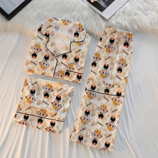 S.SofeAins-Stil Blumenpyjamas für Frauen Frühling und Sommer niedliche Kurzschläfe dreiteilige Set von Heimkleidung KK14132# 170 m [Vorgeschlagen 80-100jin [Jin ist 0,5 kg]]