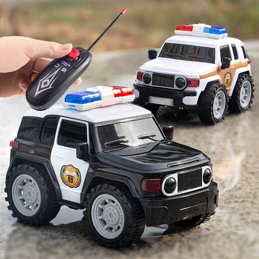 Beizhilu remote control police car electric wireless simulation car 2 boys 4 babies 1 to 3 years old children's toy birthday gift remote control police car model A black + white